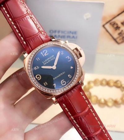 High Quality Luminor Marina Panerai 33mm Watch Rose Gold Diamond